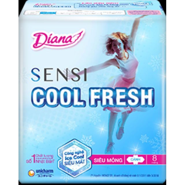 1 gói Diana Sensi cool fresh siêu mỏng cánh/ko cánh