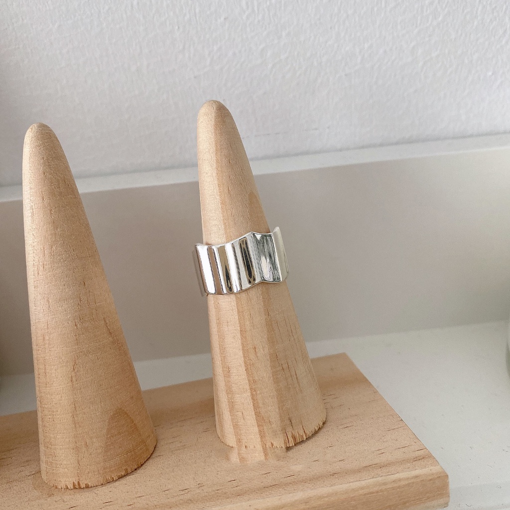 Set Nhẫn Bạc Thiết Kế Gợn Sóng Độc Đáo Cho Nữ