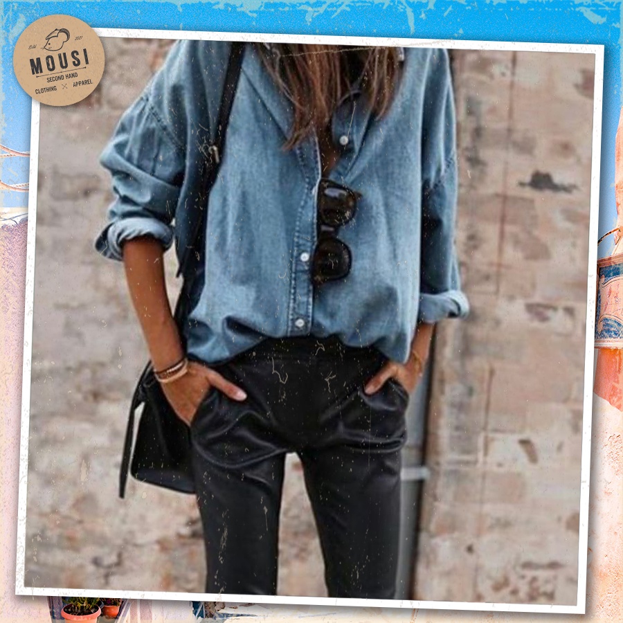 Áo sơ mi denim - jean secondhand (2hand)- [𝐅𝐑𝐄𝐄 𝐒𝐇𝐈𝐏] - vintage, cổ điển - (inbox để được tư vấn size) Mousi 2hand