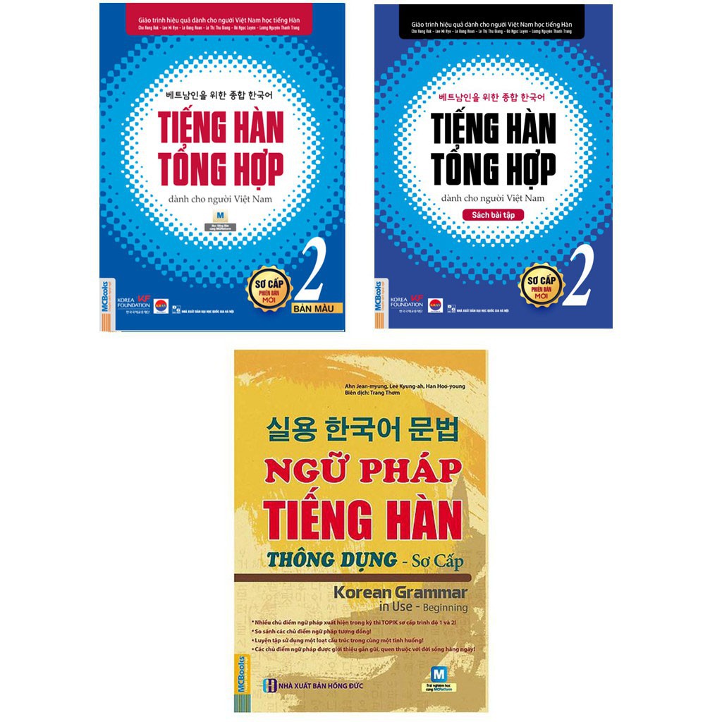 Sách - Combo Giáo Trình Tiếng Hàn Tổng Hợp Sơ Cấp 2 Bản Mới In Màu Và Ngữ Pháp Tiếng Hàn