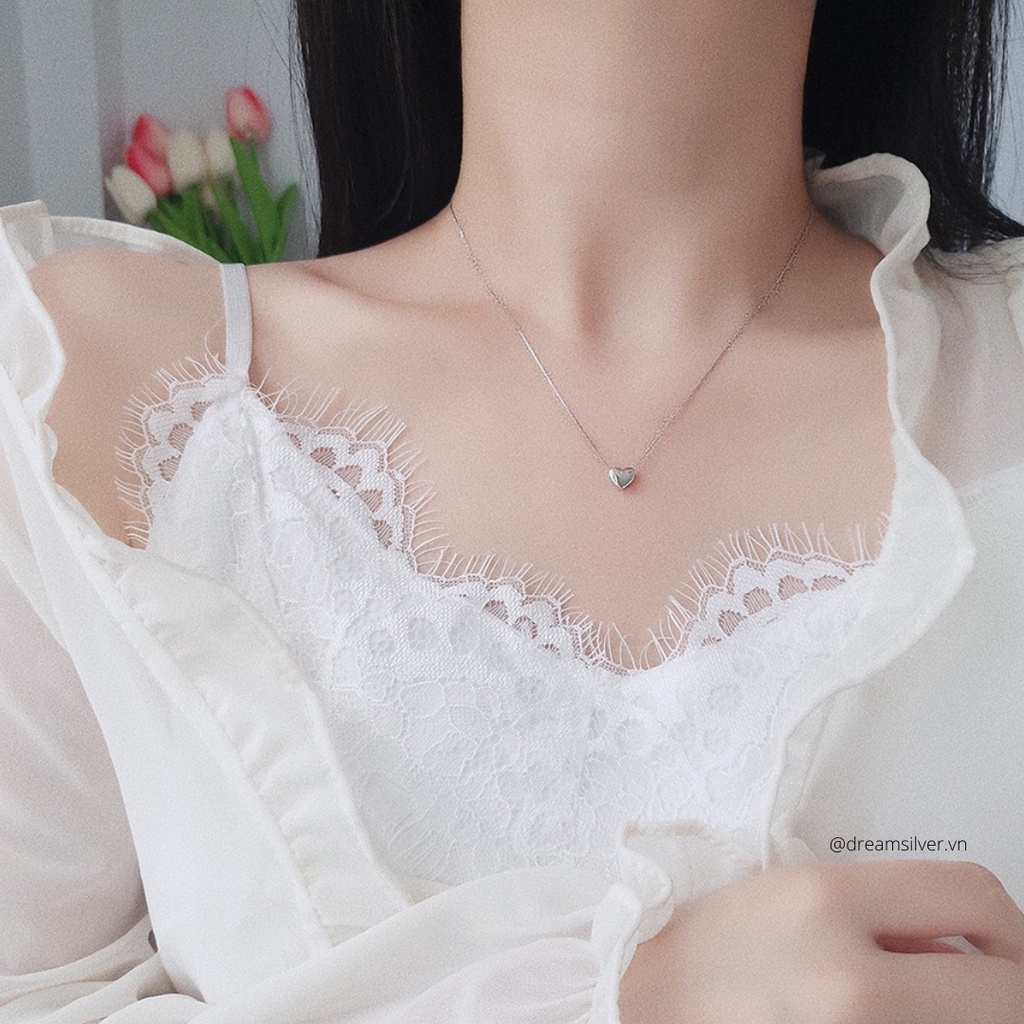 Dây Chuyền Bạc Dreamsilver, Vòng Cổ Bạc Ý Plain Heart DC018