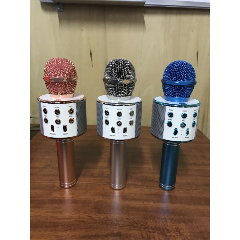 (Miễn Phí Vận Chuyển) Mic kèm Loa Bluetooth WS-858 đa năng 6 trong 1 hát Karaoke -dc2371