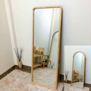 Gương đứng soi toàn thân khung gỗ thông có khóa chân chắc chắn kích thước 60 x 160cm