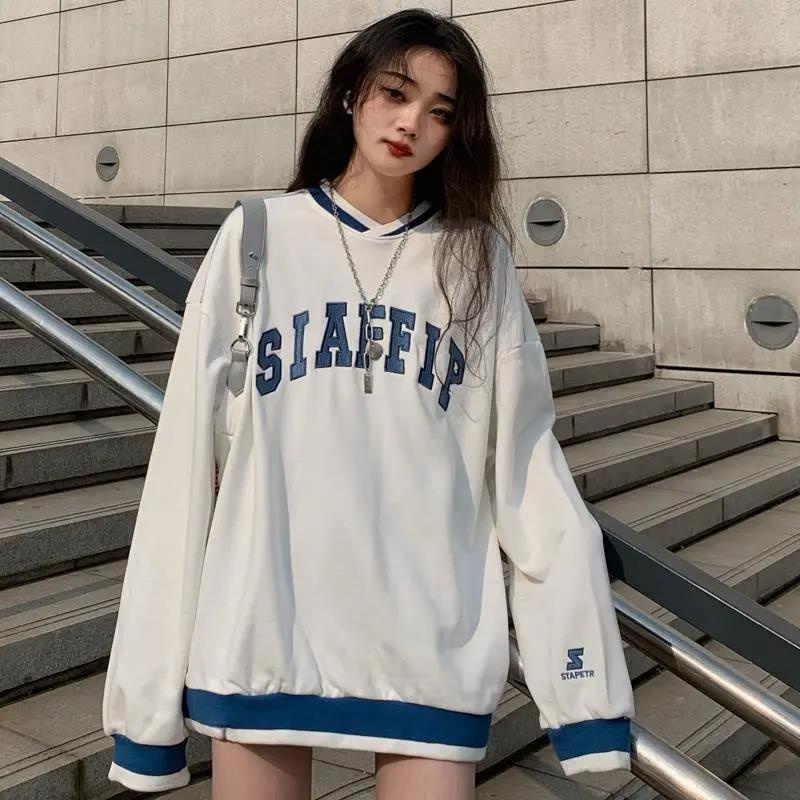 Áo sweater dáng rộng thời trang phong cách Hàn Quốc dành cho nữ