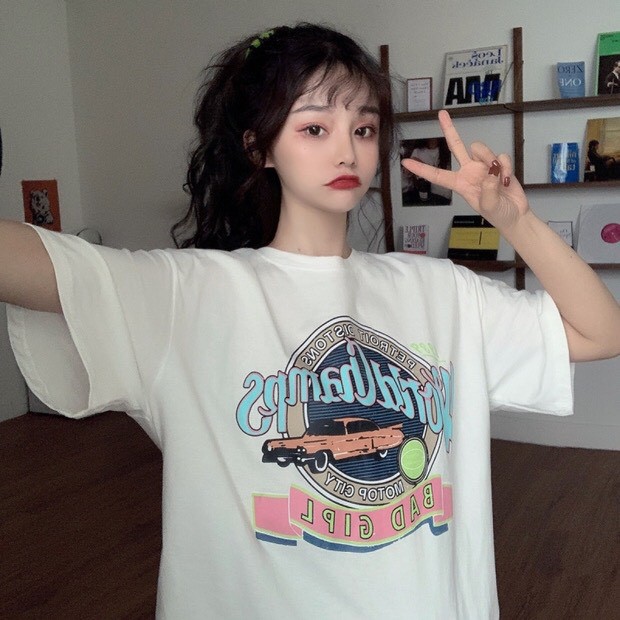 Áo thun tay lỡ form rộng - phông nam nữ cotton oversize - T shirt bad gipl a - 2N Unisex