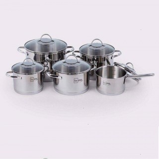 Bộ nồi 5 chiếc cao cấp fivestar Kitchi 3 đáy nắp kính