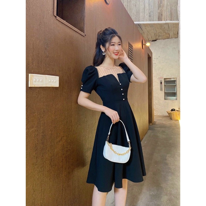 [Mã WASTMAY giảm 15% tối đa 30K đơn 150K] BÁN SỈ VÁY XOÈ PHỐI LƯỚI CÚC NGỌC 3 MÀU VÀNG ĐEN ĐỎ CHO NỮ | BigBuy360 - bigbuy360.vn