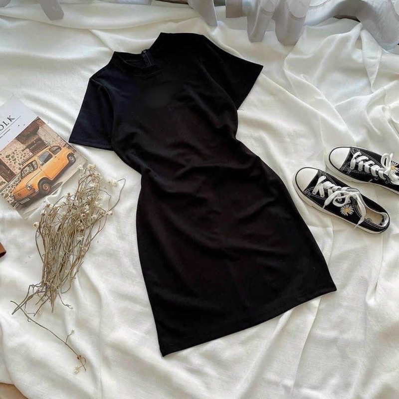 Váy body đen freeship chất len tăm dày dặn | BigBuy360 - bigbuy360.vn