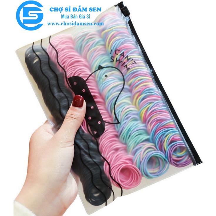 Combo túi 500 sợi thun cột tóc, dây thun buộc tóc co giãn  B07-ChunBuocToc