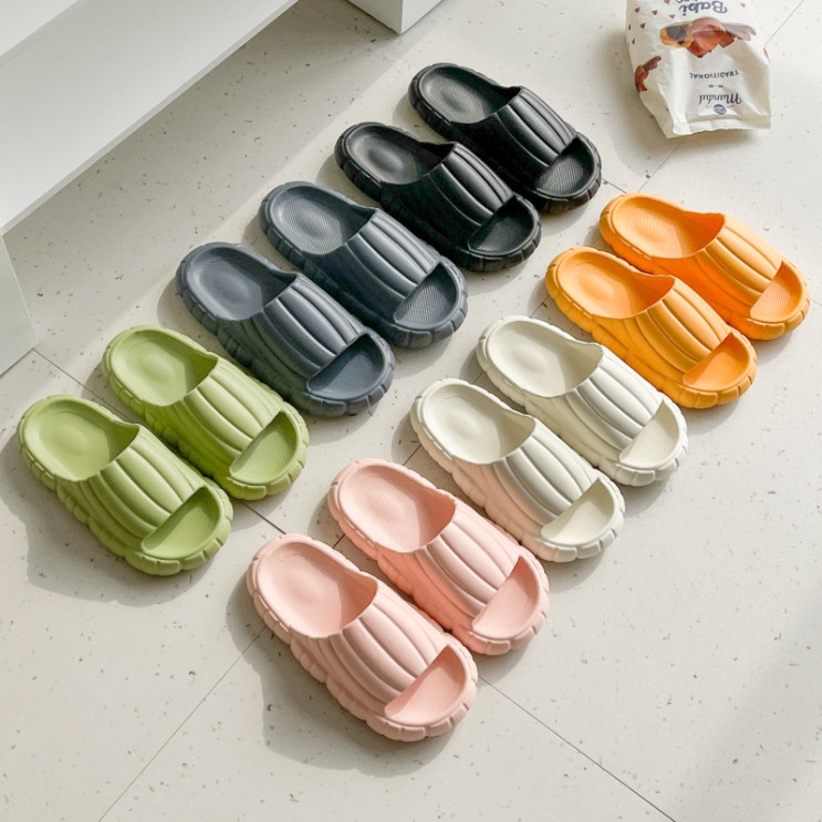 Dép bánh mì cao cấp màu trơn Pastel quai ngang thời trang nam nữ đi êm nhẹ đế cao chống trượt cho học sinh sinh viên