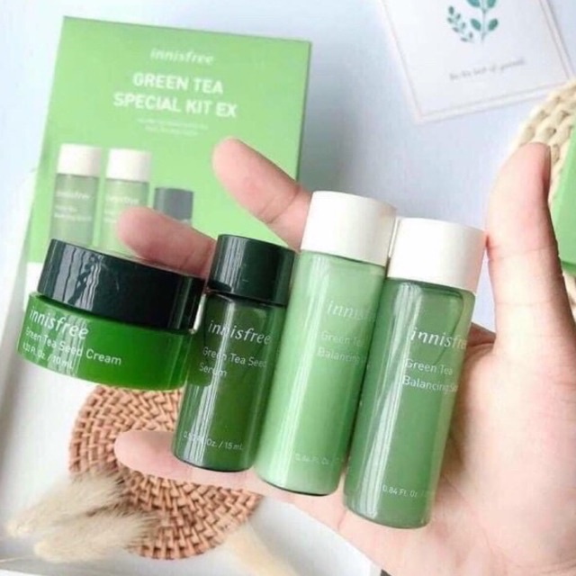 Set Dưỡng Trà Xanh Mini 4 Món Innisfree Green Tea EX / Jeju Cherry Blossom (Mẫu Mới)