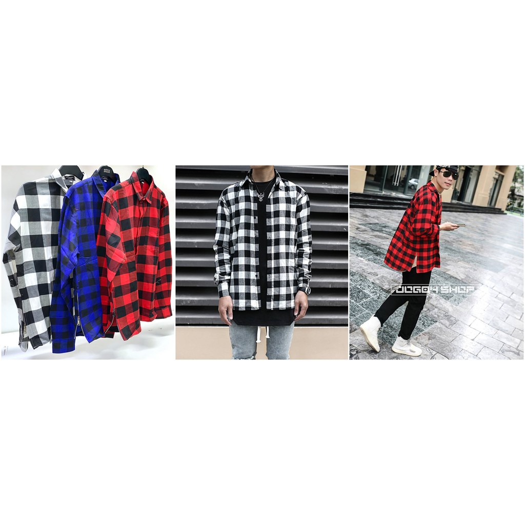 Áo Sơ Mi Caro Flannel Zipper Nam Nữ Unisex