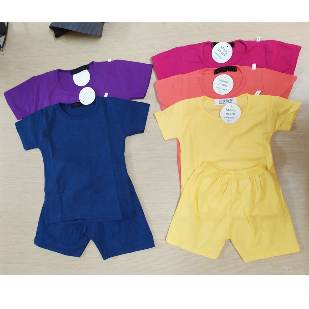 Bộ quần áo cộc tay Minky mom COTTON mềm mịn cho bé (6-16kg)