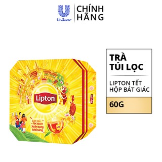 Hộp Quà Tết Lipton Bát Giác 100% Lá Trà Tươi 30 Gói x 2g