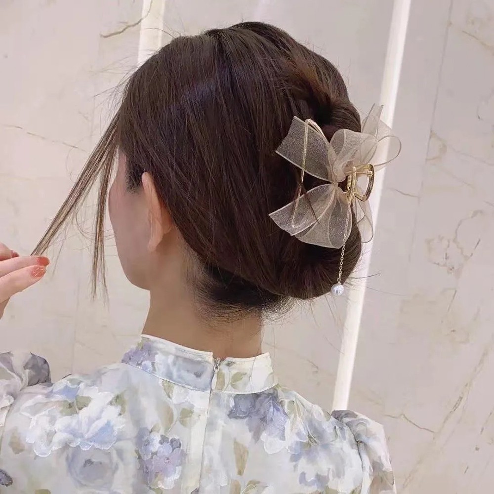 Kẹp Tóc Hình Nơ Phối Ren Thời Trang Cho Nữ