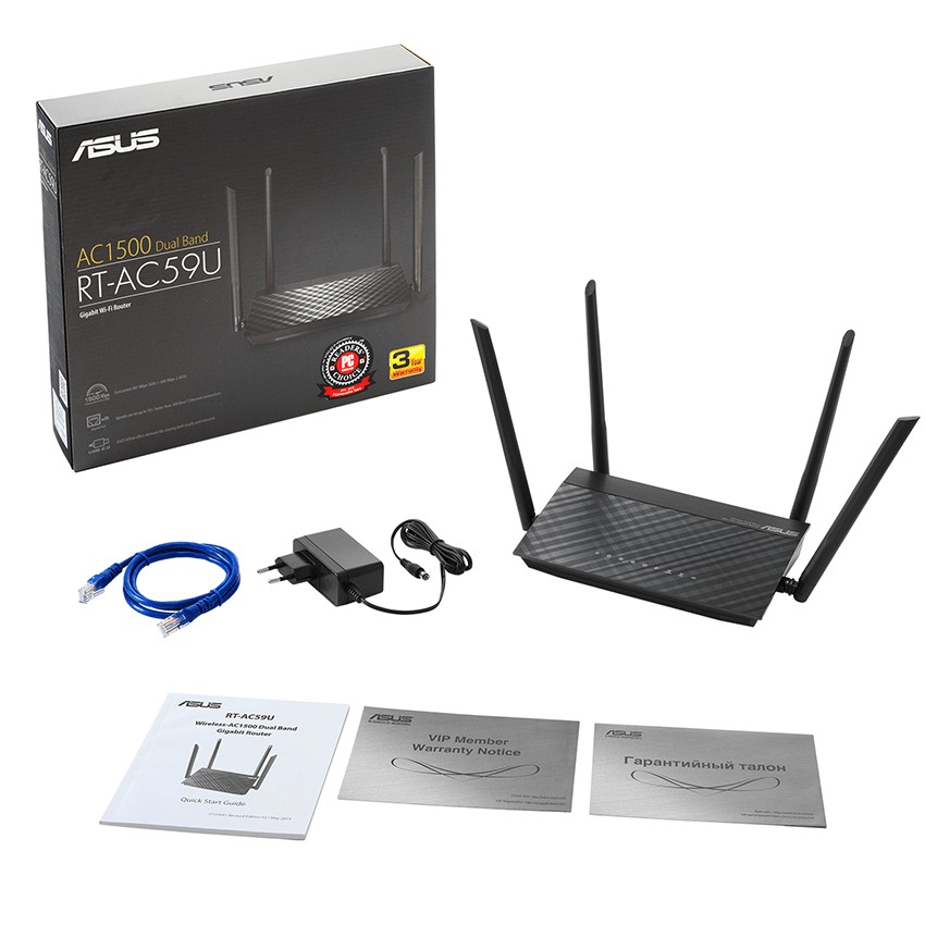 Router wifi ASUS RT-AC59U (Mobile Gaming) Wireless AC1500Mbps Bộ định tuyến băng tần kép