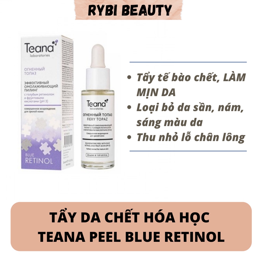 Tẩy tế bào chết hóa học peel da Teana peel blue retinol  giúp da căng mịn sáng da mờ thâm