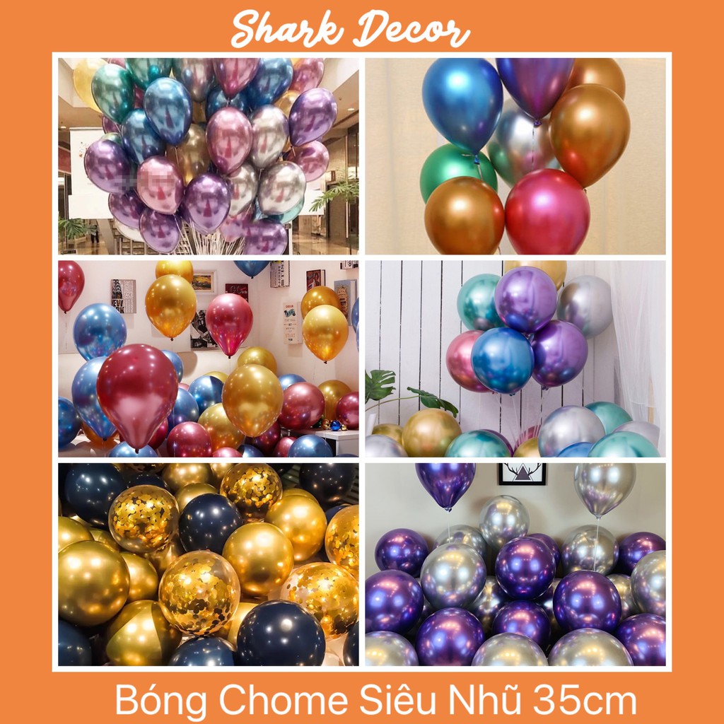 Set 10 bóng tròn siêu nhũ Chrome trang trí sinh nhật - trang trí phòng cưới siêu đẹp 35cm SD25