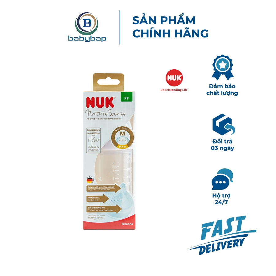 Bình Sữa NUK Nature Sense Nhựa PP 150ml/260ml Thế Hệ Bình Sữa Thuận Tự Thiên Vượt Trội