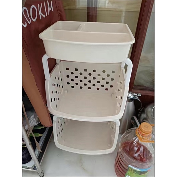 Kệ rổ nhựa đa năng 4 tầng có bánh xe