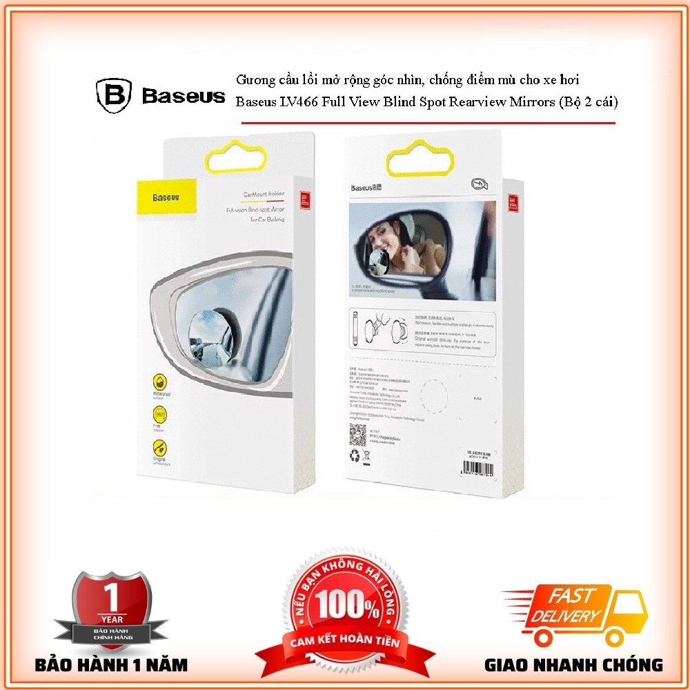 Bộ Gương Cầu Lồi Ô Tô💎CAO CẤP💎Bộ Gương Baseus Full Vision Blind Spot Mirrors Mở Rộng Góc Nhìn, Chống Điểm Mù Cho Ô Tô