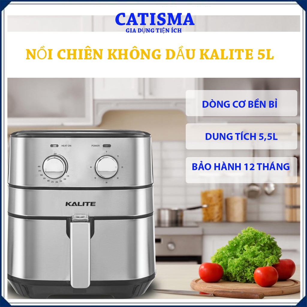 Nồi chiên không dầu KALITE Q5 hàng cao cấp, Công suất lớn, Kiểu dáng nhỏ gọn, Sang trọng, Bảo hành chính hãng 12 tháng