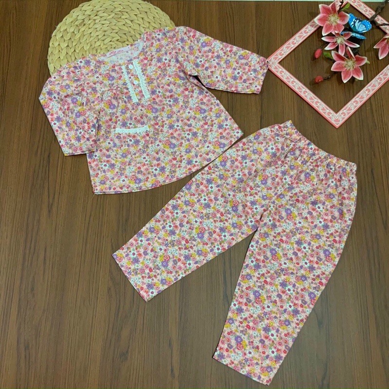 Bộ ngủ Pijama dài tay ống chun chất kate cho bé gái (12-33kg) - Hirokids