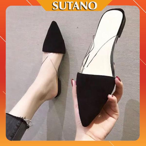 Giày sục nơ kính mica trong suốt sang chảnh SUTANO