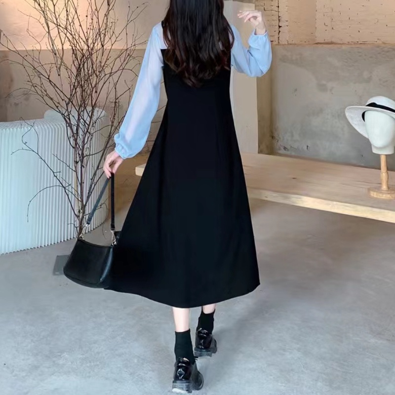 Đầm Cổ Tròn Xẻ Tà Thời Trang Mùa Thu Cho Nữ