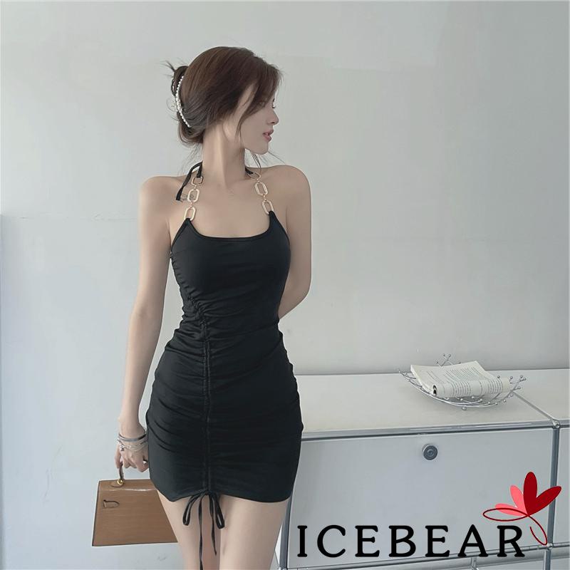 Đầm Ngắn Dáng Ôm Phối Dây Rút Trước Ngực Thời Trang Mùa Hè Quyến Rũ Cho Nữ