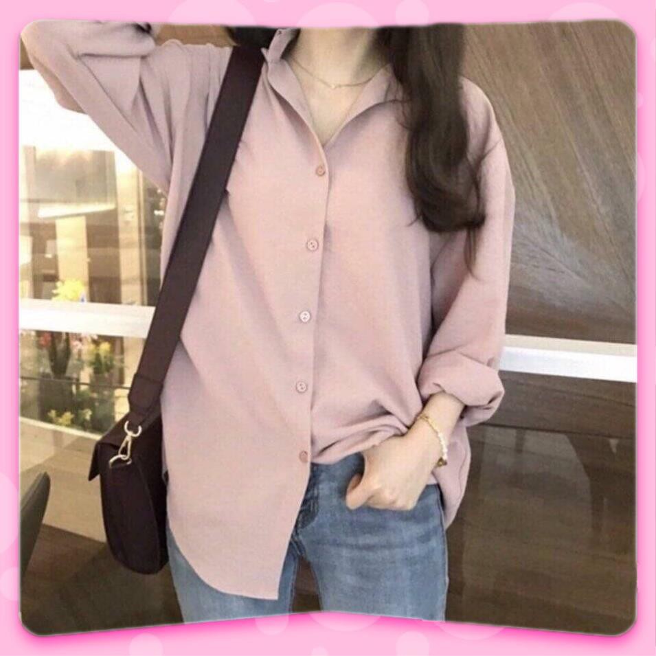 Đầm Nữ, Áo sơ mi nữ oversize form rộng siêu xinh đi làm đi chơi đều được V