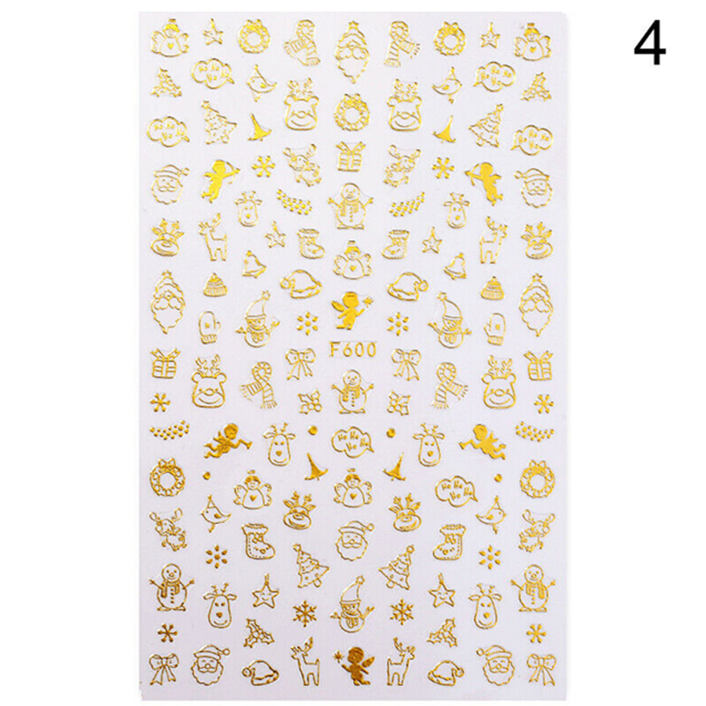 Stickers dán trang trí móng tay chủ đề Giáng sinh 3D đáng yêu
