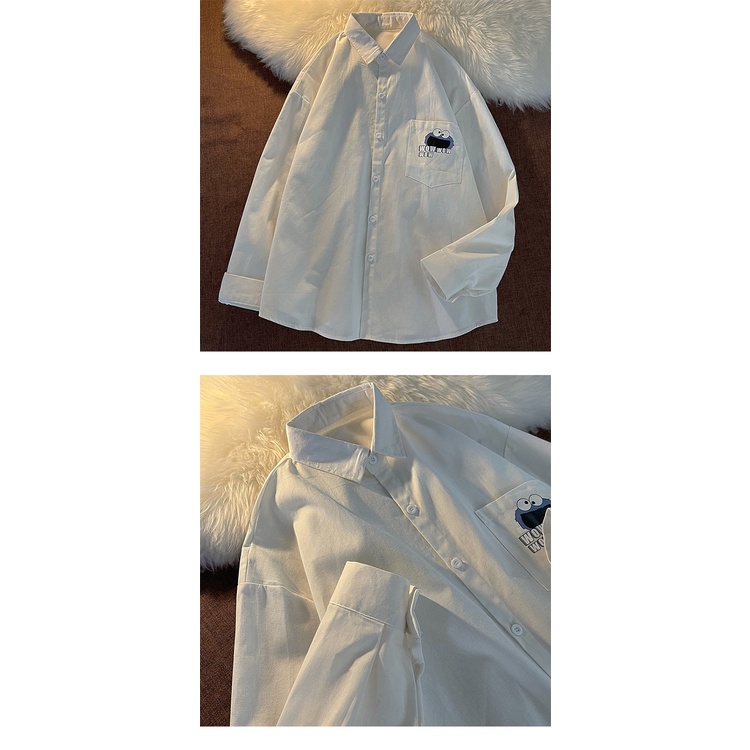 Áo sơ mi tay dài màu sắc retro phong cách thời trang dành cho nữ