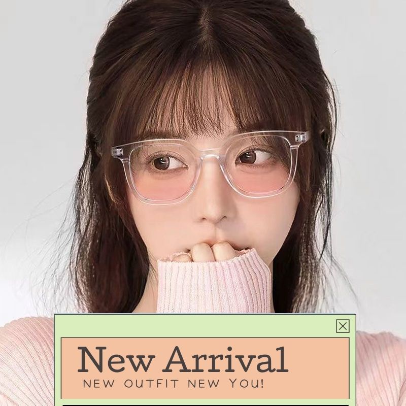 Gọng kính cận thời trang nam nữ HANASO tròng mắt hồng trẻ trung cá tính bảo vệ mắt chống tia UV đẹp giá rẻ 091