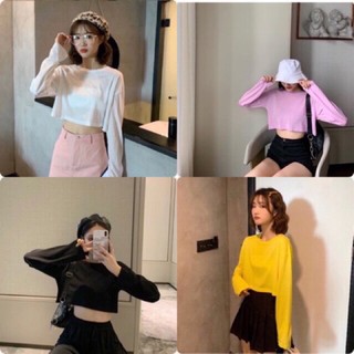 [Loại1] Áo croptop dài tay chất nỉ da cá dày dặn