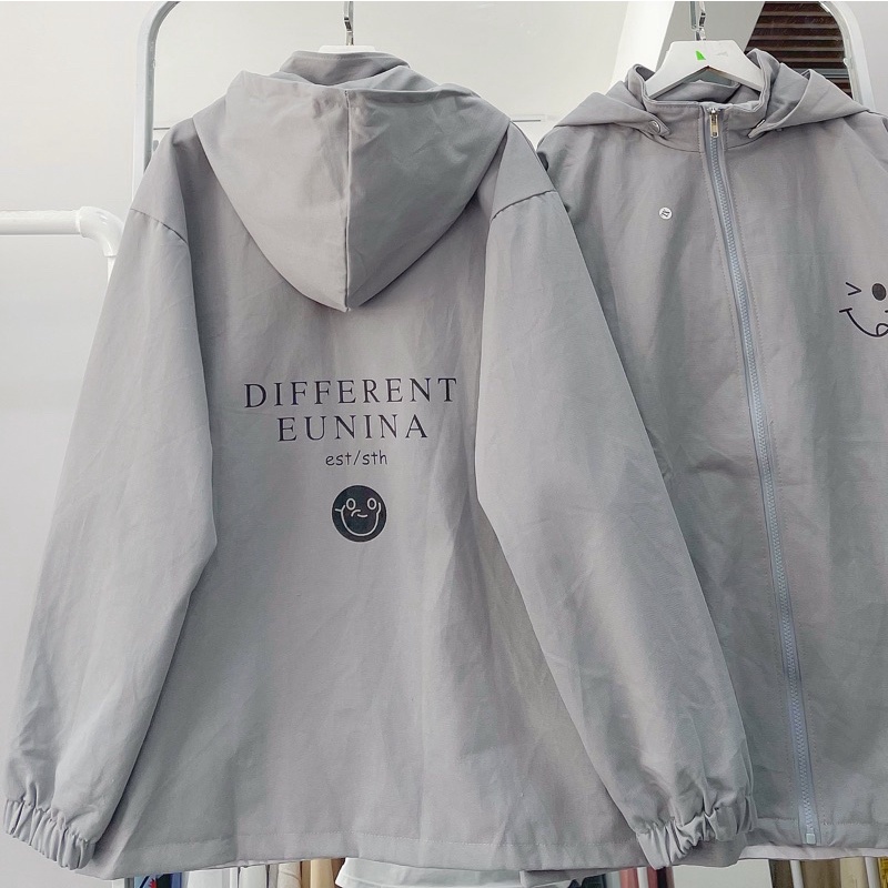 Áo khoác kaki smile màu xám ảnh thật unisex