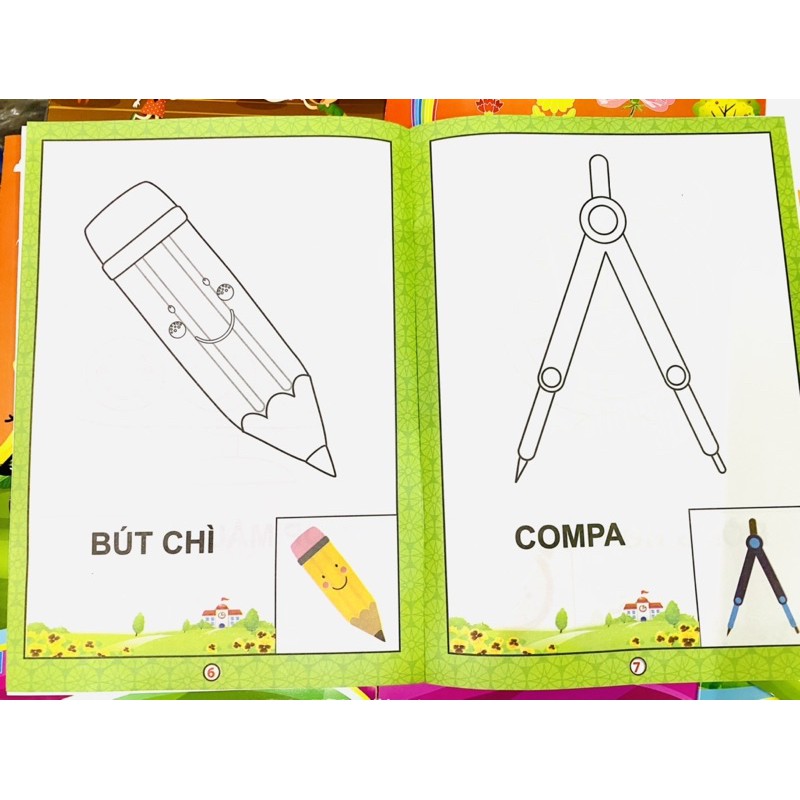 [sỉ ibox] bộ 8q tập tô màu nhiều chủ đề cho bé từ 3-4 tuổi