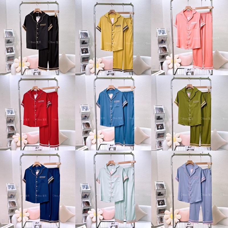 Đồ bộ nữ pijama lụa latin trơn TNQD in viền siêu đẹp Boo Boo