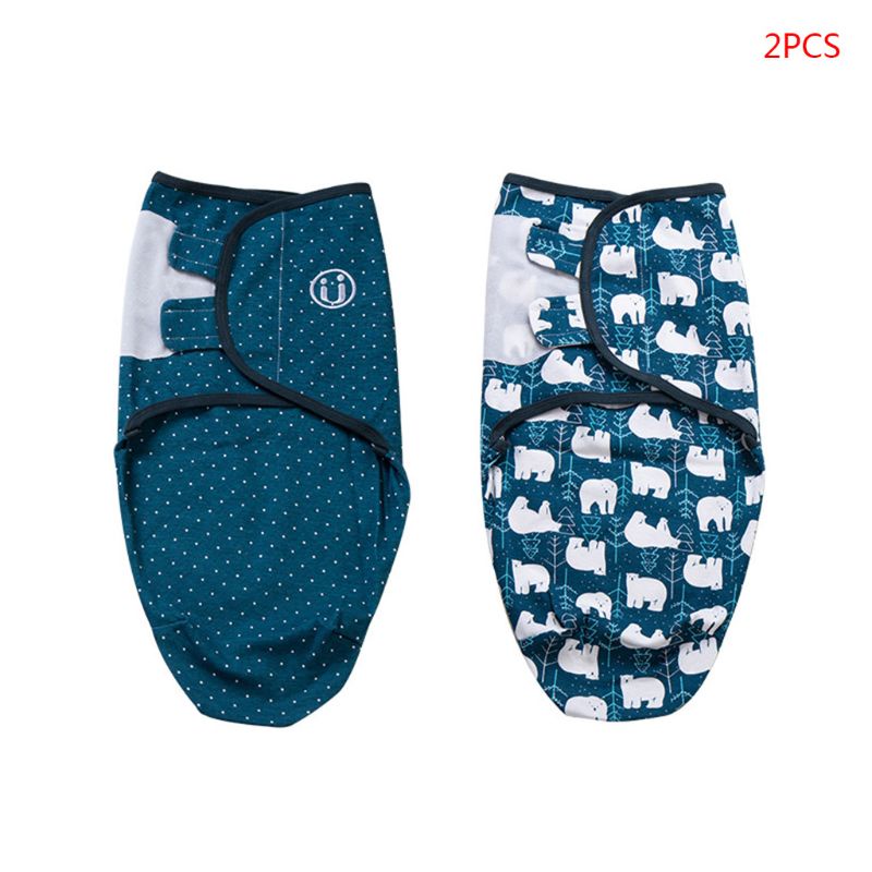 Set 2 Chăn Quấn Em Bé Sơ Sinh 0-2 Tháng Tuổi Bằng Chất Liệu Cotton Mềm Hình Kén