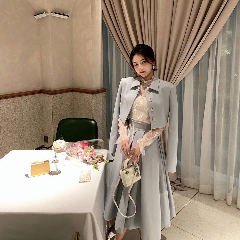 Song Moonlight Song Eve Style Bộ Áo / Váy Dài Mùa Thu Tinh Tế Phong Cách Cô Gái Fujia