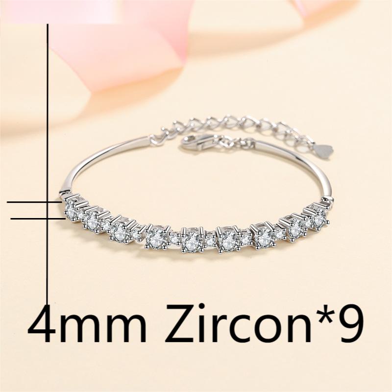 XDY-818 925 Sterling Silver Bracelet nữ, 4mm zircon * 9