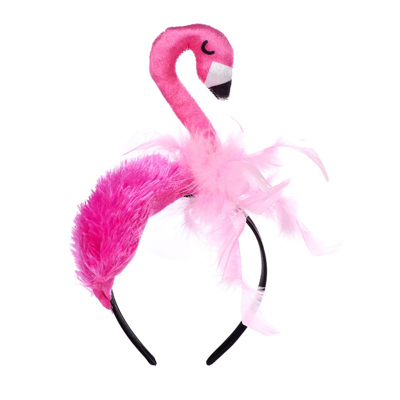 Flgo Băng Đô Cài Tóc Hình Chim Hồng Hạc Nhồi Bông Màu Đỏ Đào Ngọt Ngào Dễ Thương Trang Trí Tiệc