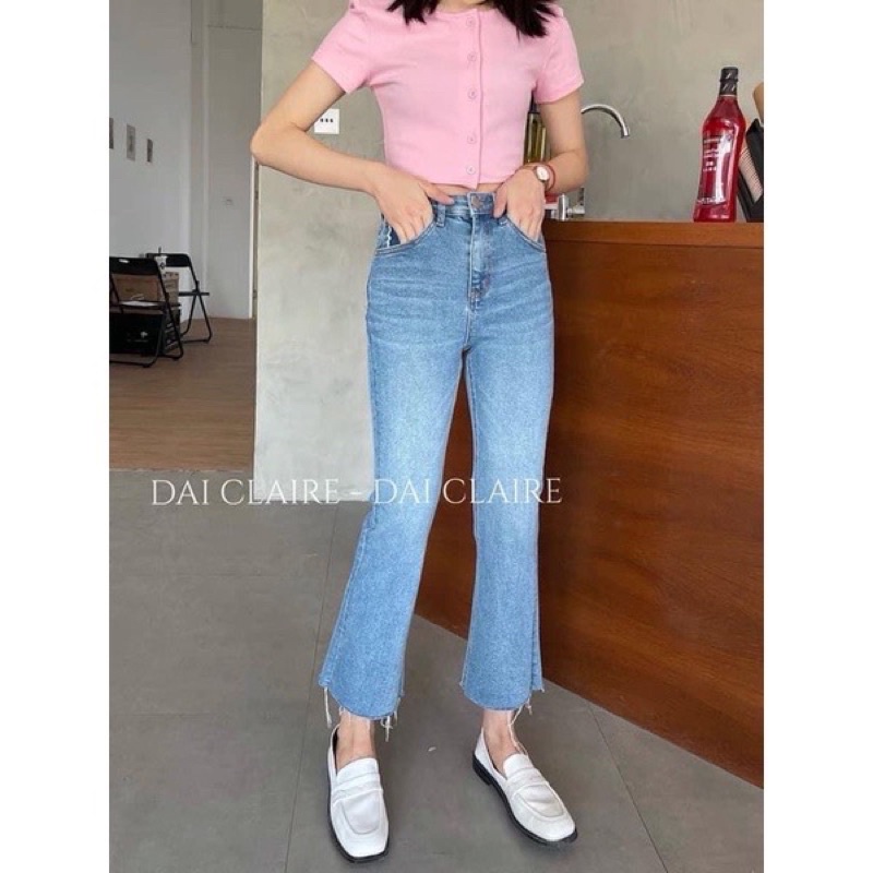 quần jean ống loe rách 1 bên( ảnh thật lant.clothing) | BigBuy360 - bigbuy360.vn