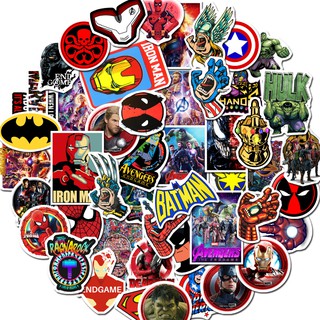 Set 50 sticker hình siêu anh hùng Marvel trang trí thủ công kháng nước