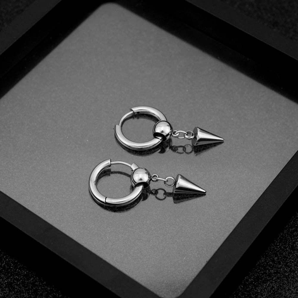 JARRED Khuyên Tai Tròn Bằng Thép Không Gỉ Mặt Bóng Kim Loại Thời Trang Cho Nam