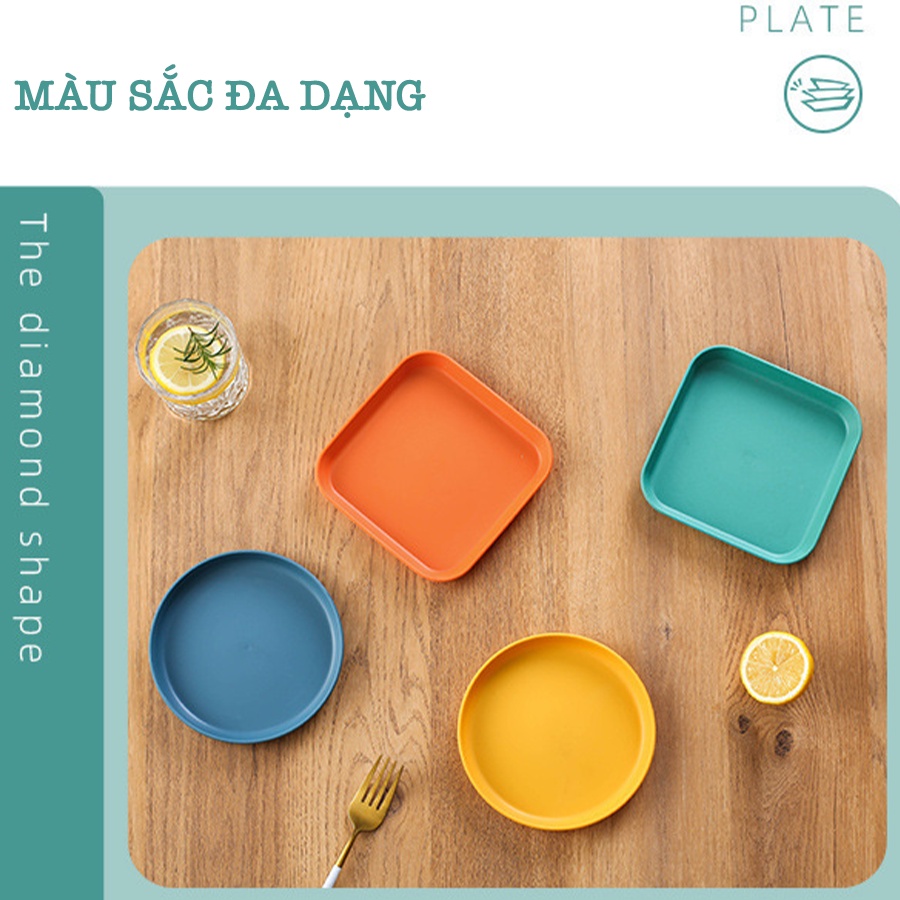 Đĩa Nhựa Decor Nhiều Màu , Đĩa Nhựa Đựng Đồ An Toàn Kèm Khay Đựng Đĩa Z015