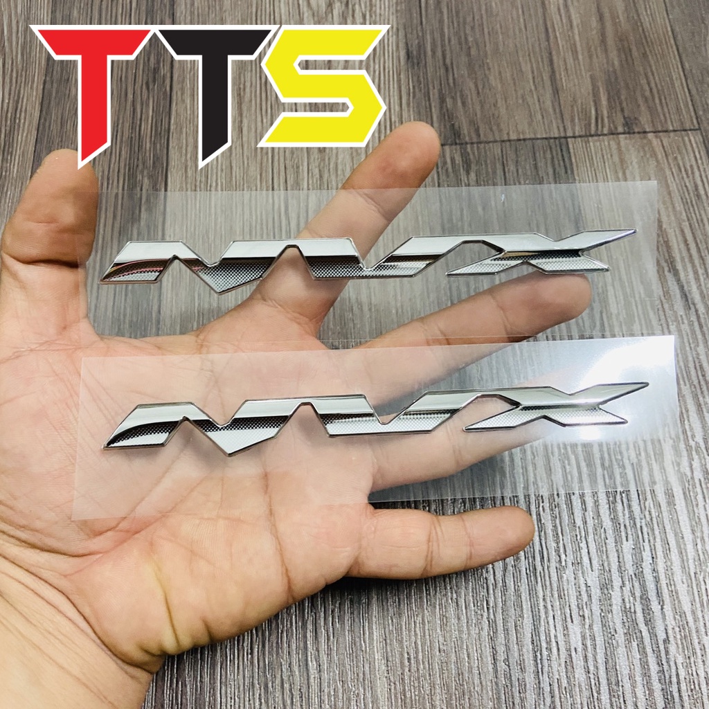 Tem logo 3D chữ nổi NVX chất liệu nhựa cứng zin dán trang trí dàn áo xe Yamaha Nvx các đời