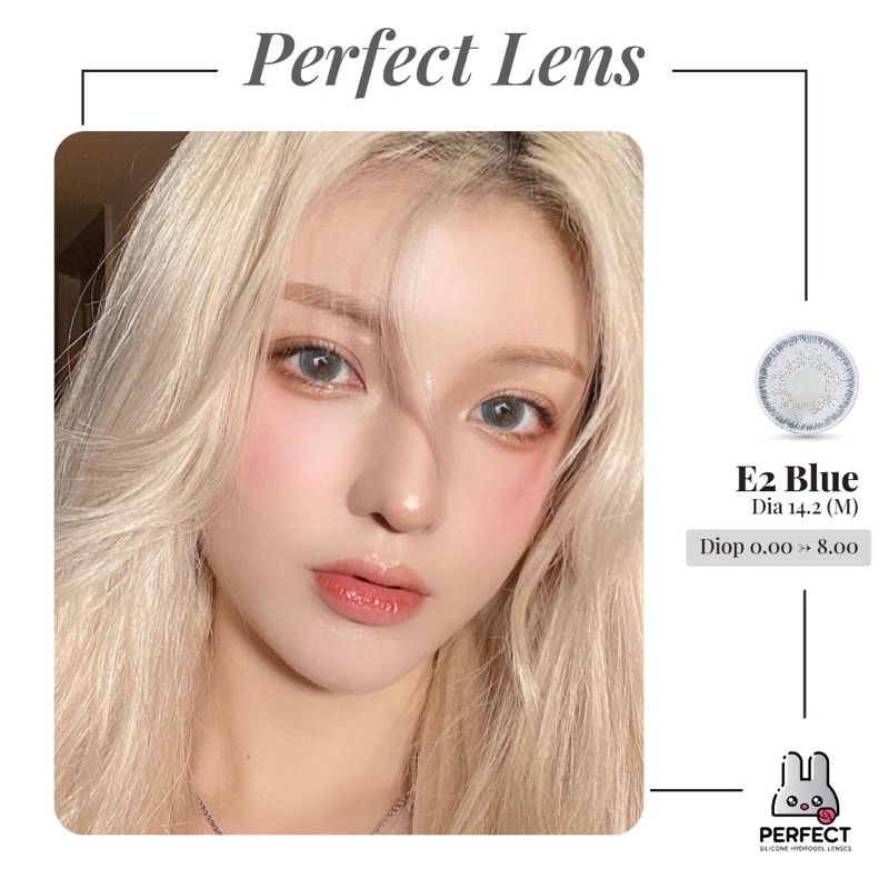 Lens Mắt , Kính Áp Tròng E2 BLUE GRAY Có Độ Cận và Không Độ , DIA 14.2 ,Cho Mắt Nhạy Cảm Giá Sale