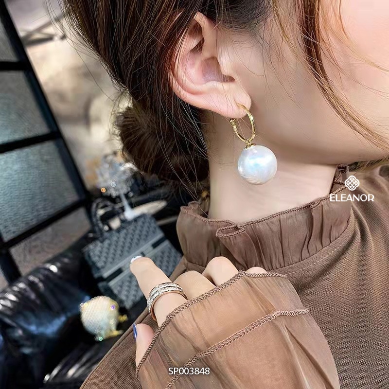 Bông tai nữ ngọc trai nhân tạo Eleanor Accessories viền cong chữ C phụ kiện trang sức 3848