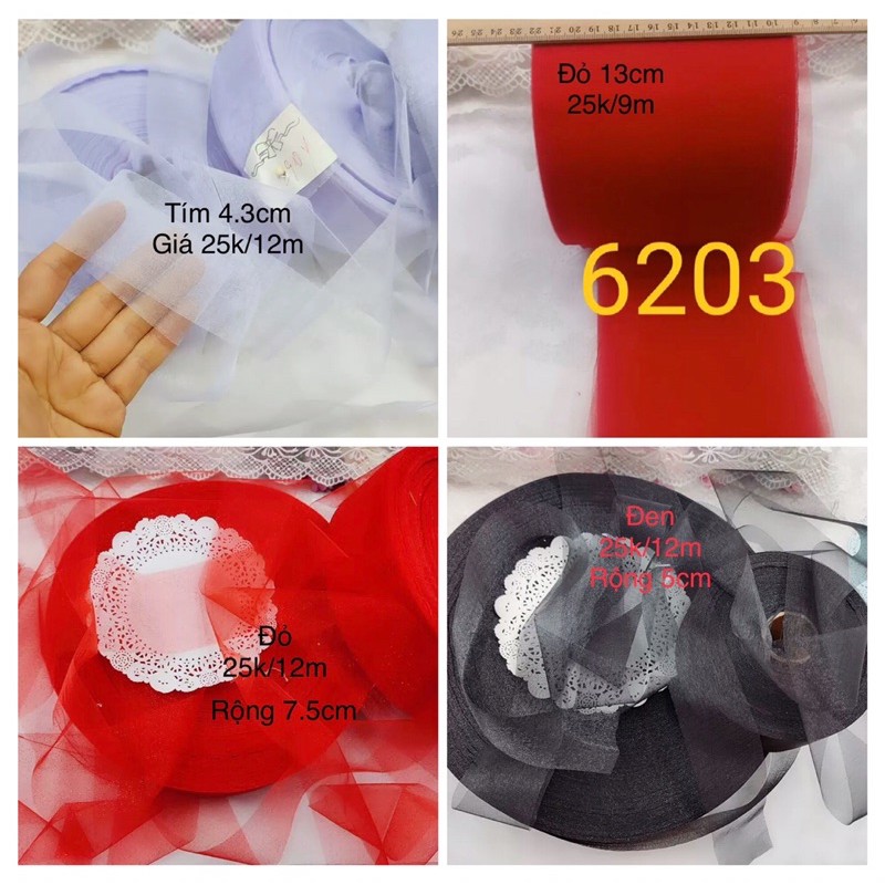12m ruy băng voan không viền bản rộng